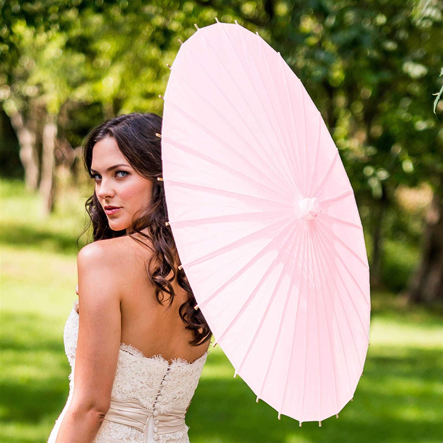 Weddingstar Pretty Paper Parasol With Bamboo Handle