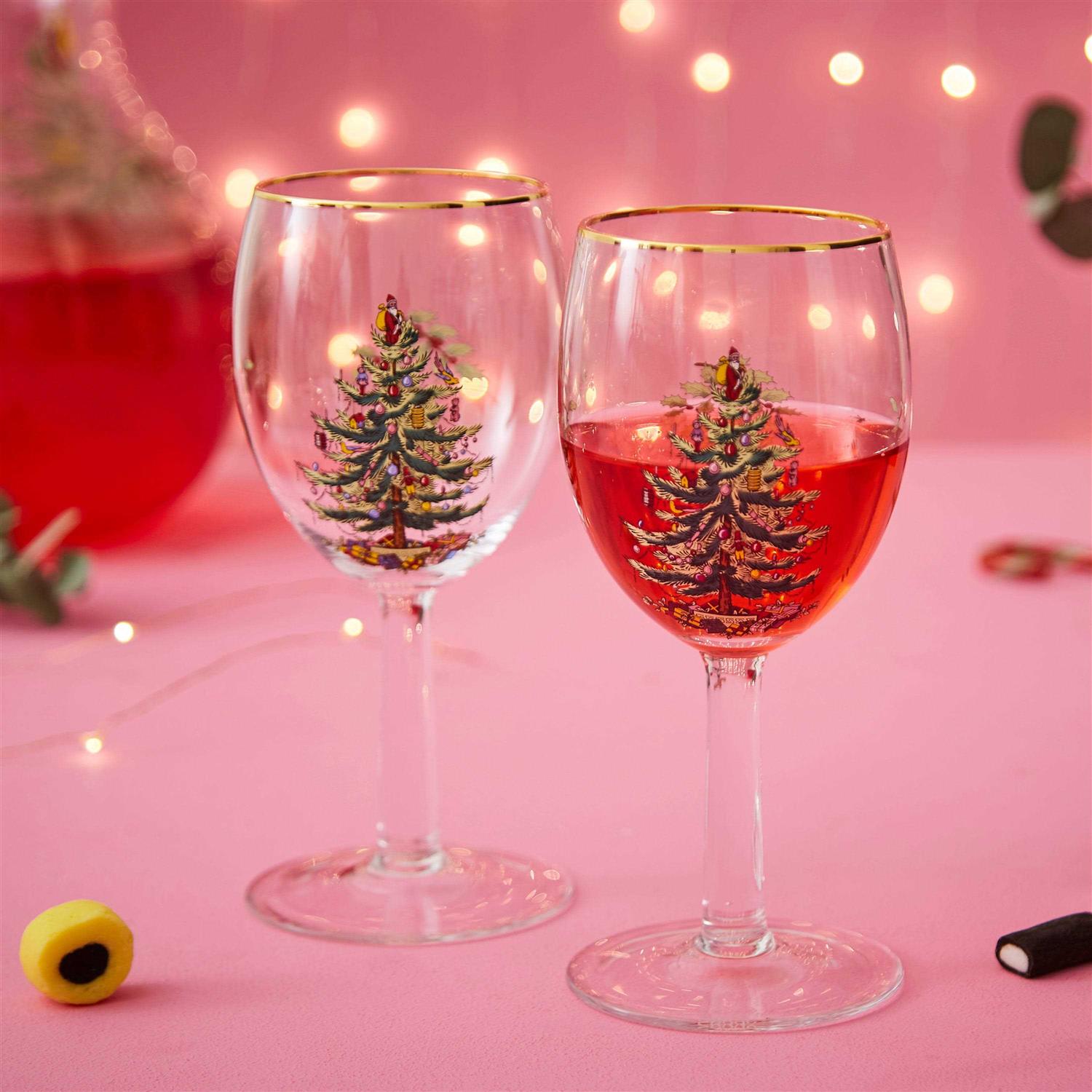 Spode Christmas Tree Set of 4 Wine Glasses