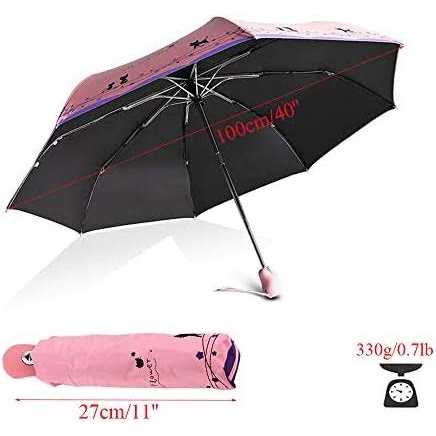 umbresen Windproof Compact Travel Folding Cute Cat Umbrella,Auto Open Close Rain&Sun Lightweight Portable Umbrellas with Cover for Kids Women Men