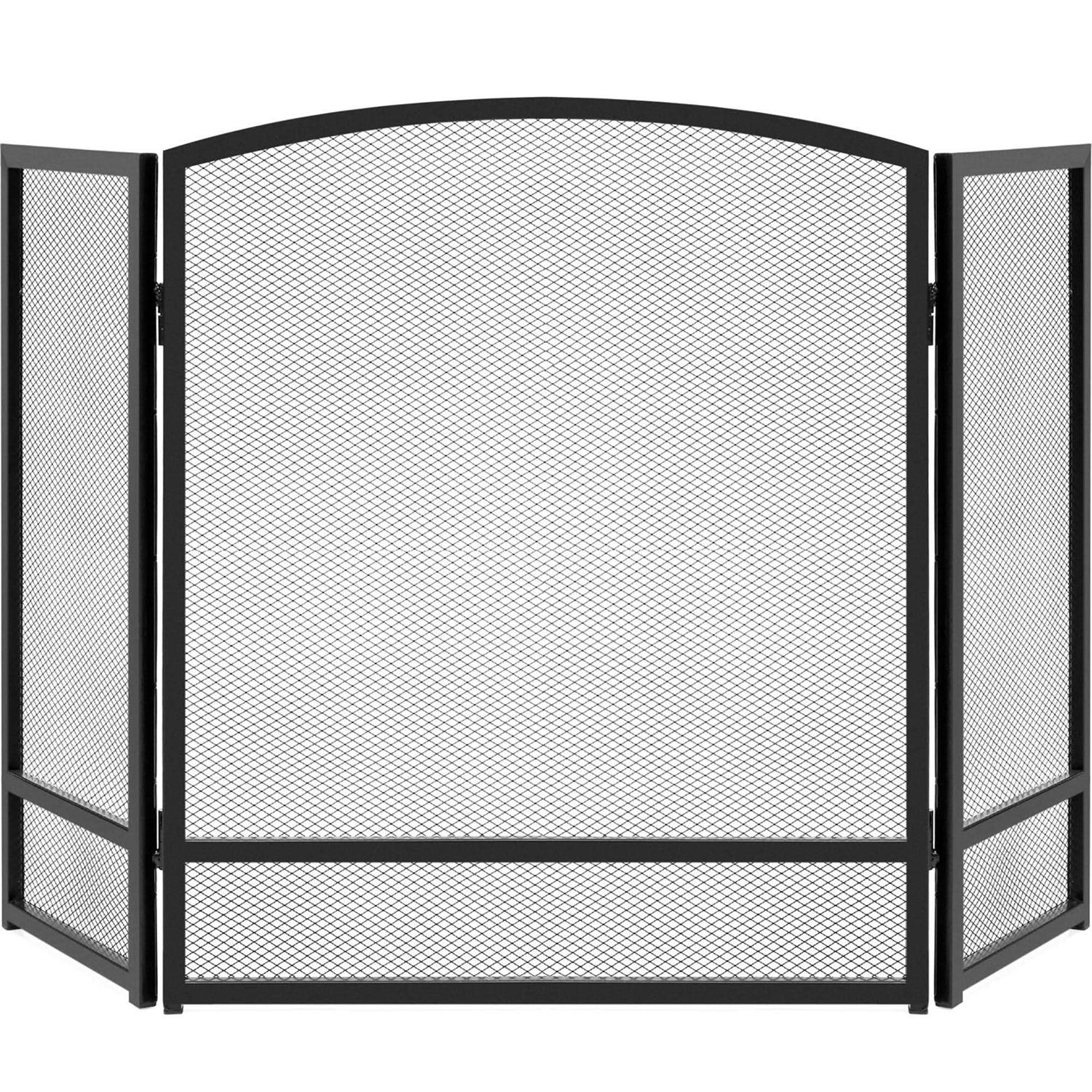 Best Choice Products 54.25×30.25in 3-Panel Steel Mesh Fireplace Screen