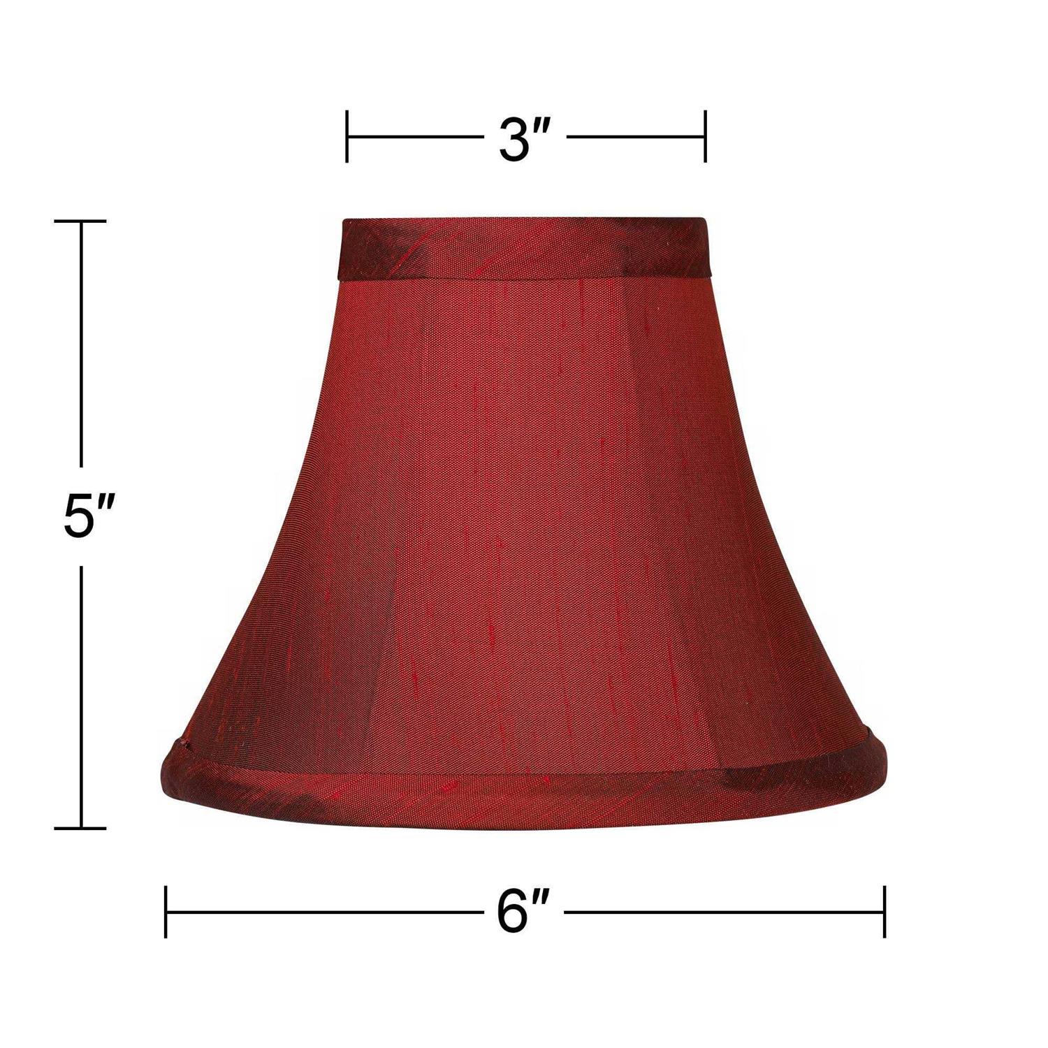 Springcrest Set Bell Lamp Shades Deep Red Faux Silk Small 3 Top x 6 Bottom x 5 High Candelabra Clip-On Fitting