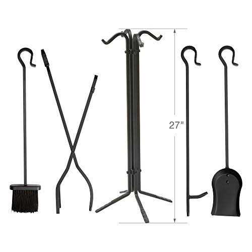Uniflame 5 Piece Black Wrought Iron Fireset
