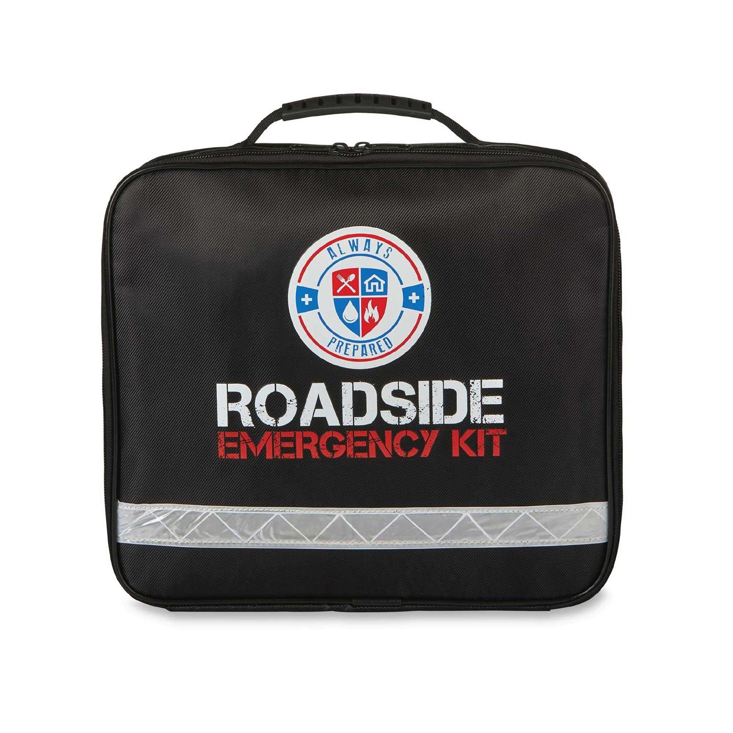 Always Prepared Standard Roadside Emergency Car Kit – with Jumper Cables – All-in-one Auto Safety and First Aid Kit – Travel Safety