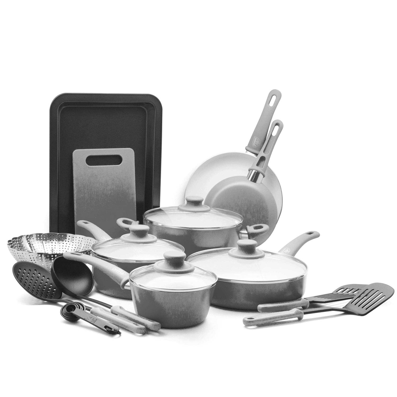Greenlife 18-Piece Soft Grip Toxin-Free Healthy Ceramic Non-Stick Cookware Set