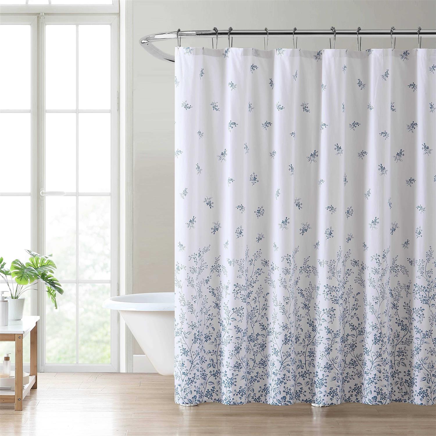 Laura Ashley Flora Blue Shower Curtain