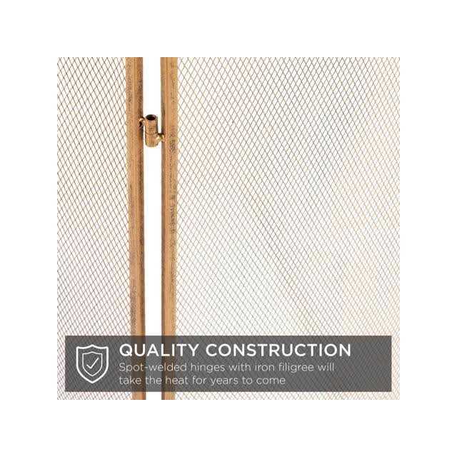 Best Choice Products 54.25×30.25in 3-Panel Steel Mesh Fireplace Screen