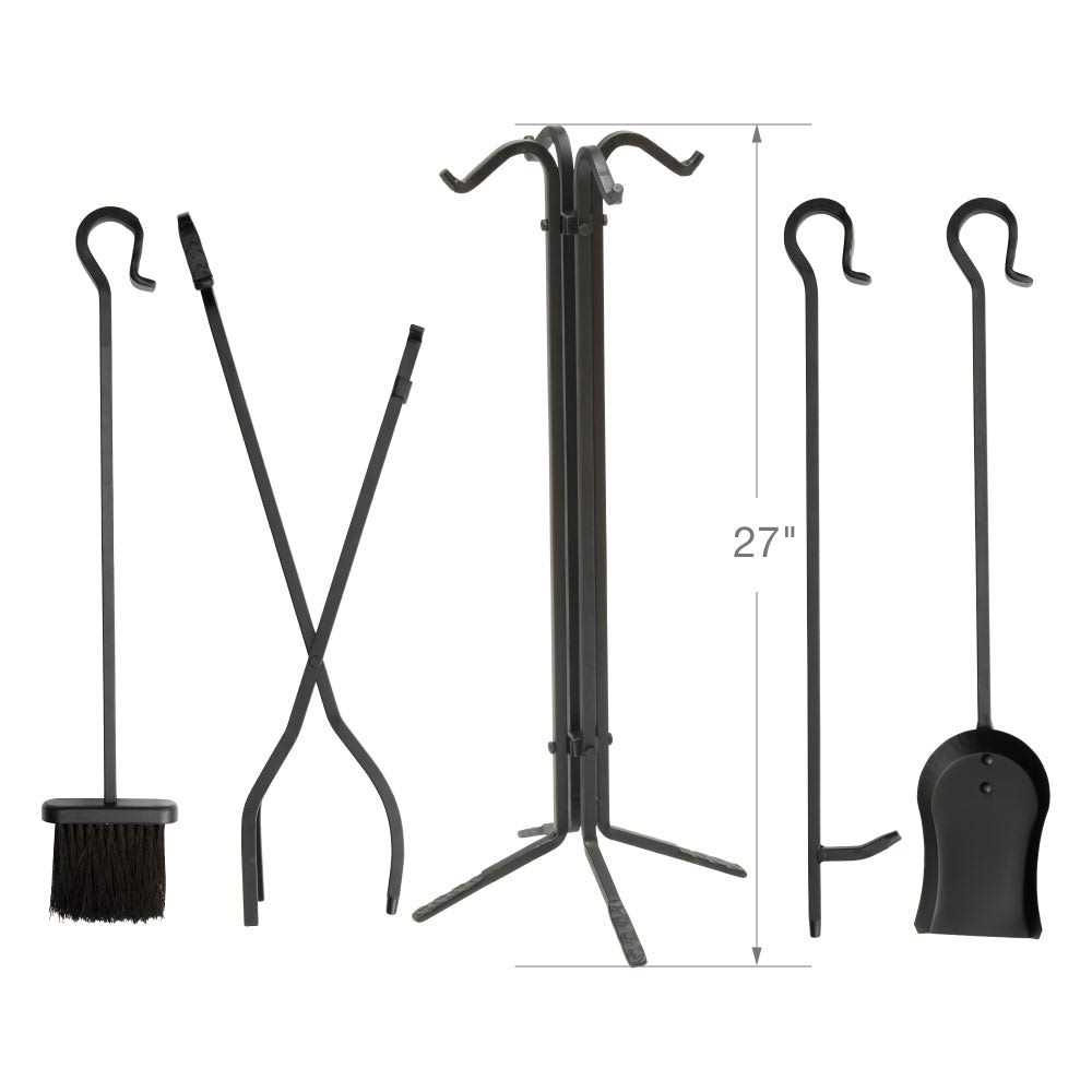 Uniflame 5 Piece Black Wrought Iron Fireset