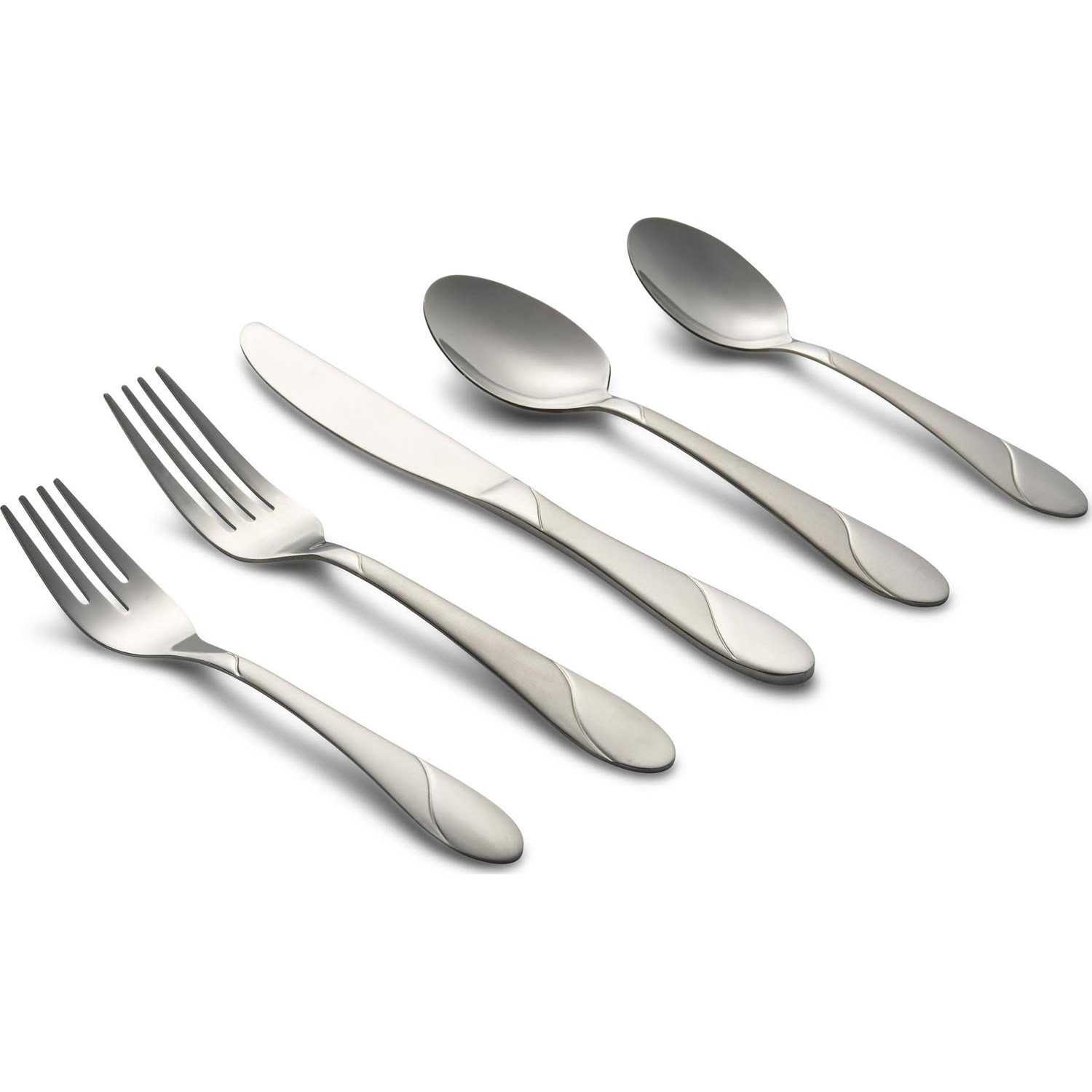 Cambridge Silversmiths Swirl Sand 89-Piece Flatware Set