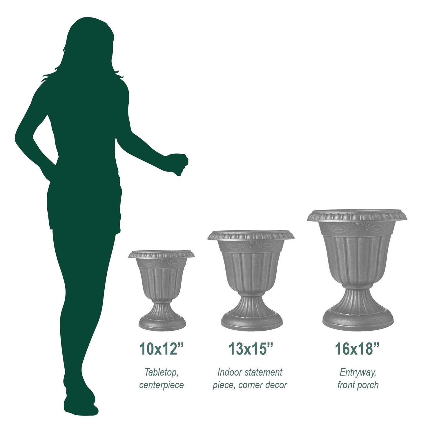 Arcadia Garden Products 13×15 inch Traditional Plastic Urn Planter