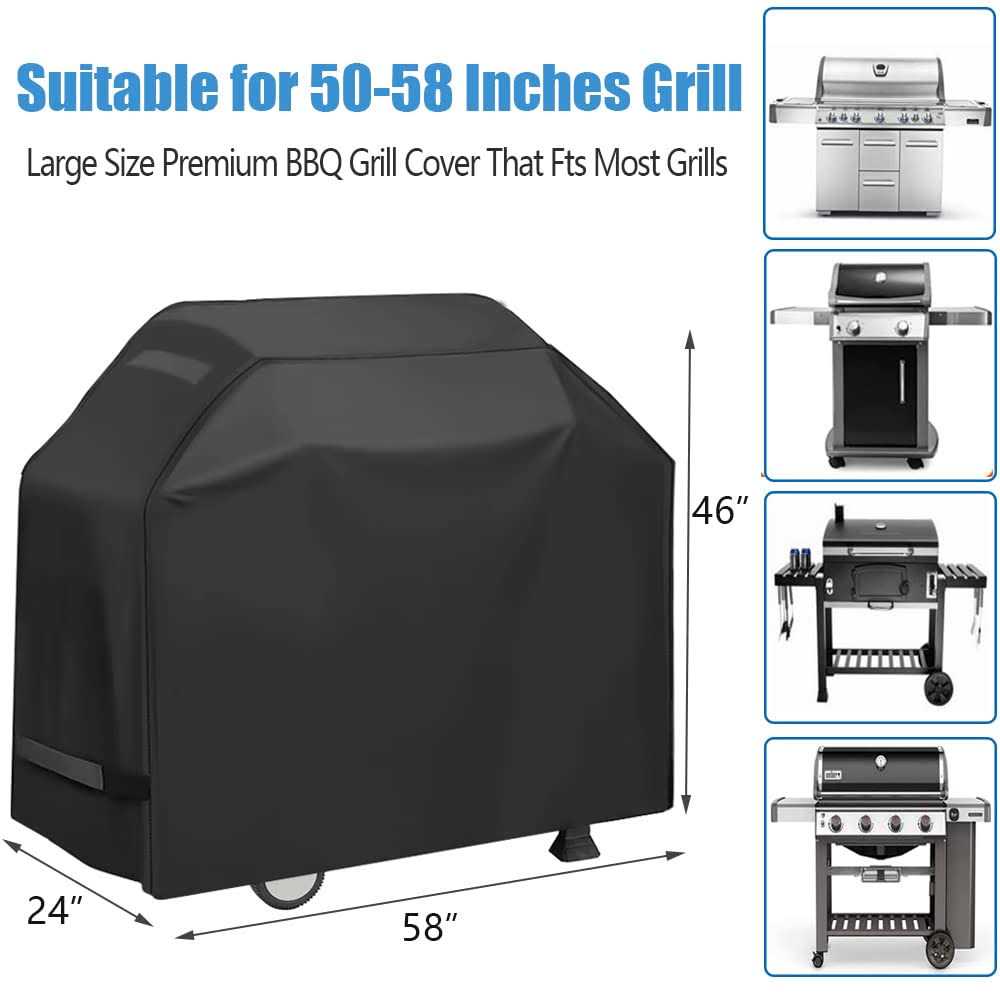 Grill Cover, Waterproof BBQ Grill Cover, 58 inch Rip-Proof and Anti-UV Barbecue Gas Grill Cover Compatible for Weber Char-Broil Nexgrill Grills and