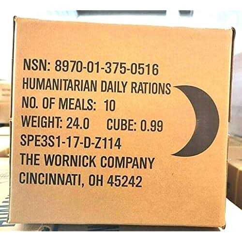 The Wornick Company MRE 1 case of HDR U.S. Military Surplus Humanitarian Meals Ready to Eat