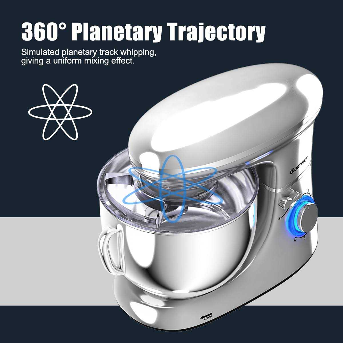 Costway Food Stand Mixer 6 Speed 660W Tilt-Head