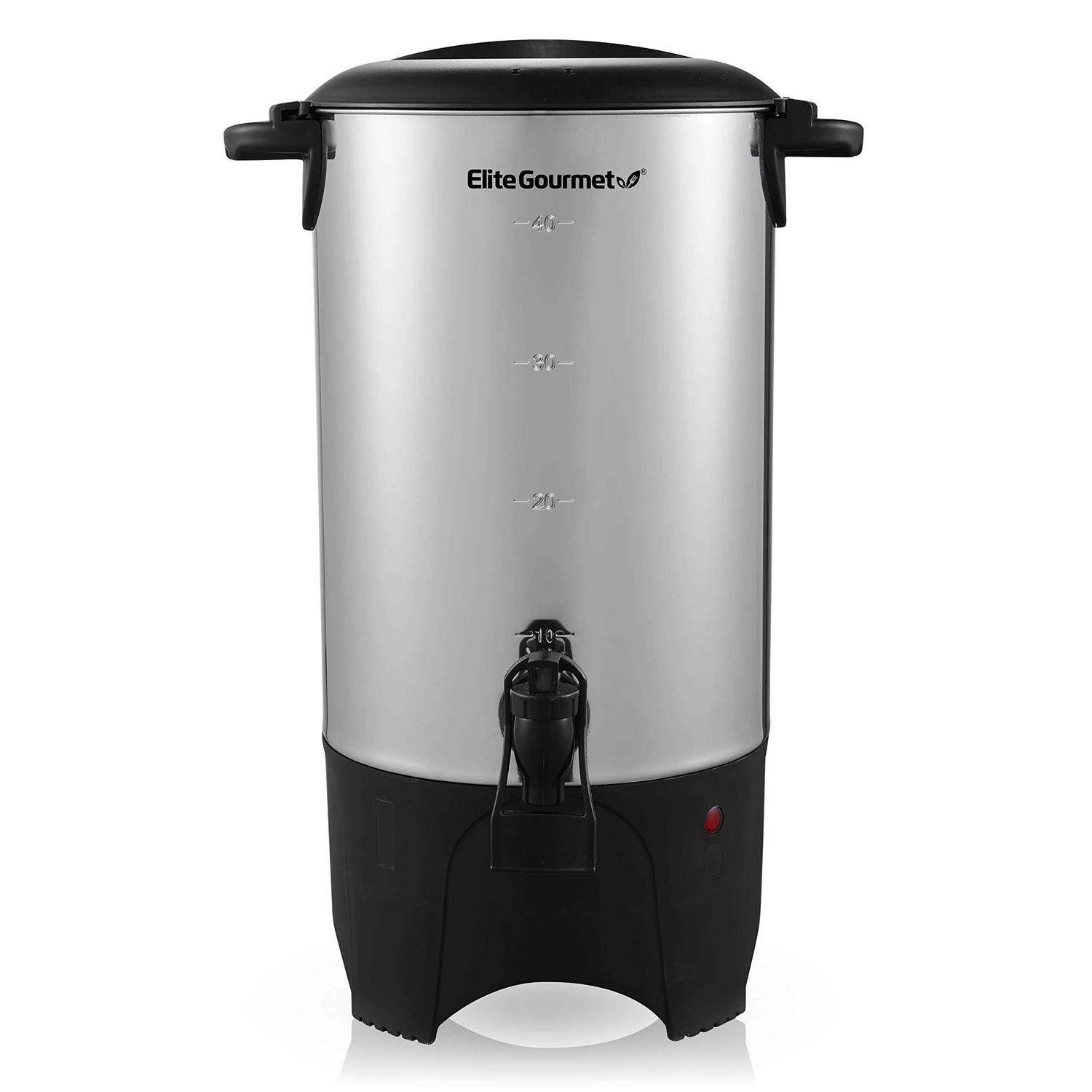 Elite Gourmet Stainless Steel 40-Cup Coffee/Hot Water Urn