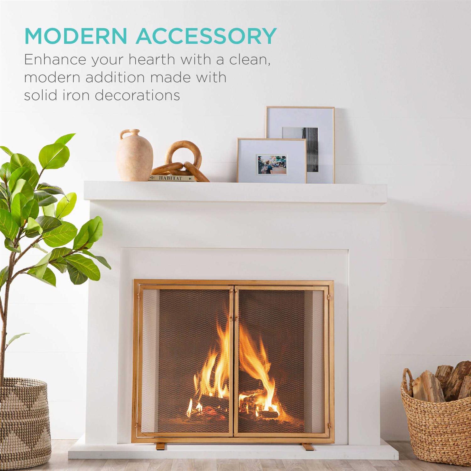 Best Choice Products 38.5x31in 2-Door Fireplace Screen