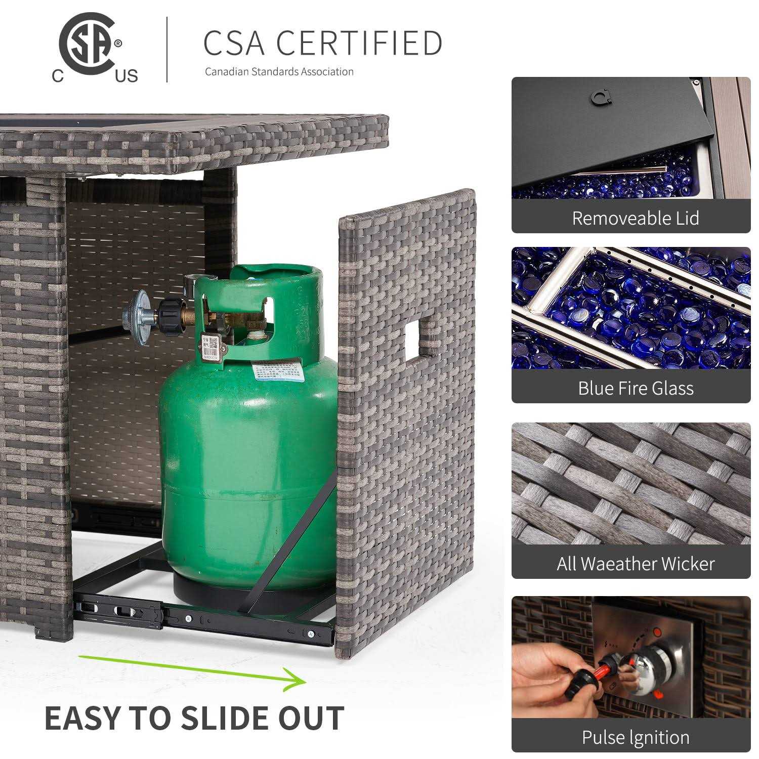 Aoxun 40&” Fire Pit Table 50,000 BTU Propane Gas Fire Pit Table w/ Cover