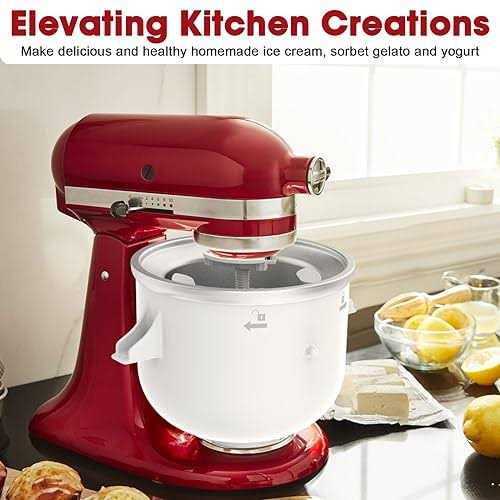 Ice cream Attachments compatible with Kitchenaid Stand Mixer, Frozen Yogurt, Ice cream and Sorbet gelato Maker Bowl Fits for 4.5Qt and Larger Stand