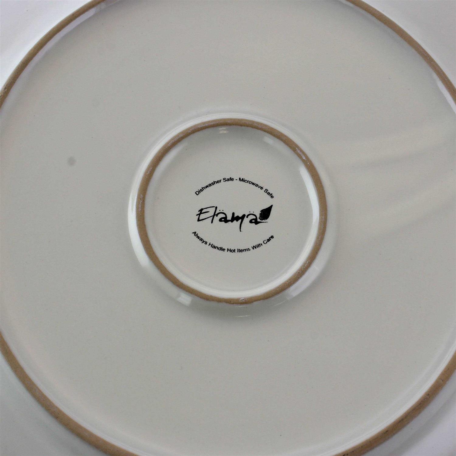 Elama Market Finds 16 Piece Round Stoneware Dinnerware Set in Embossed White