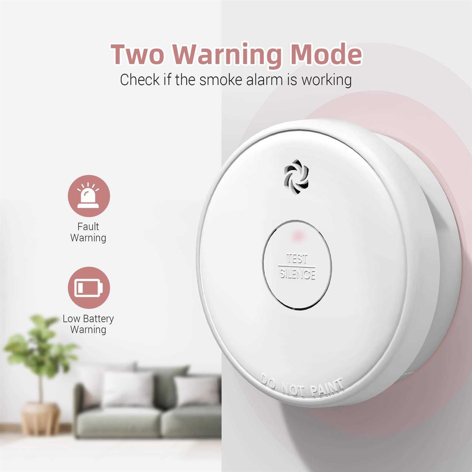 Fire Alarms Smoke Detectors Smoke Alarm Battery Operated 10-Year Product Life