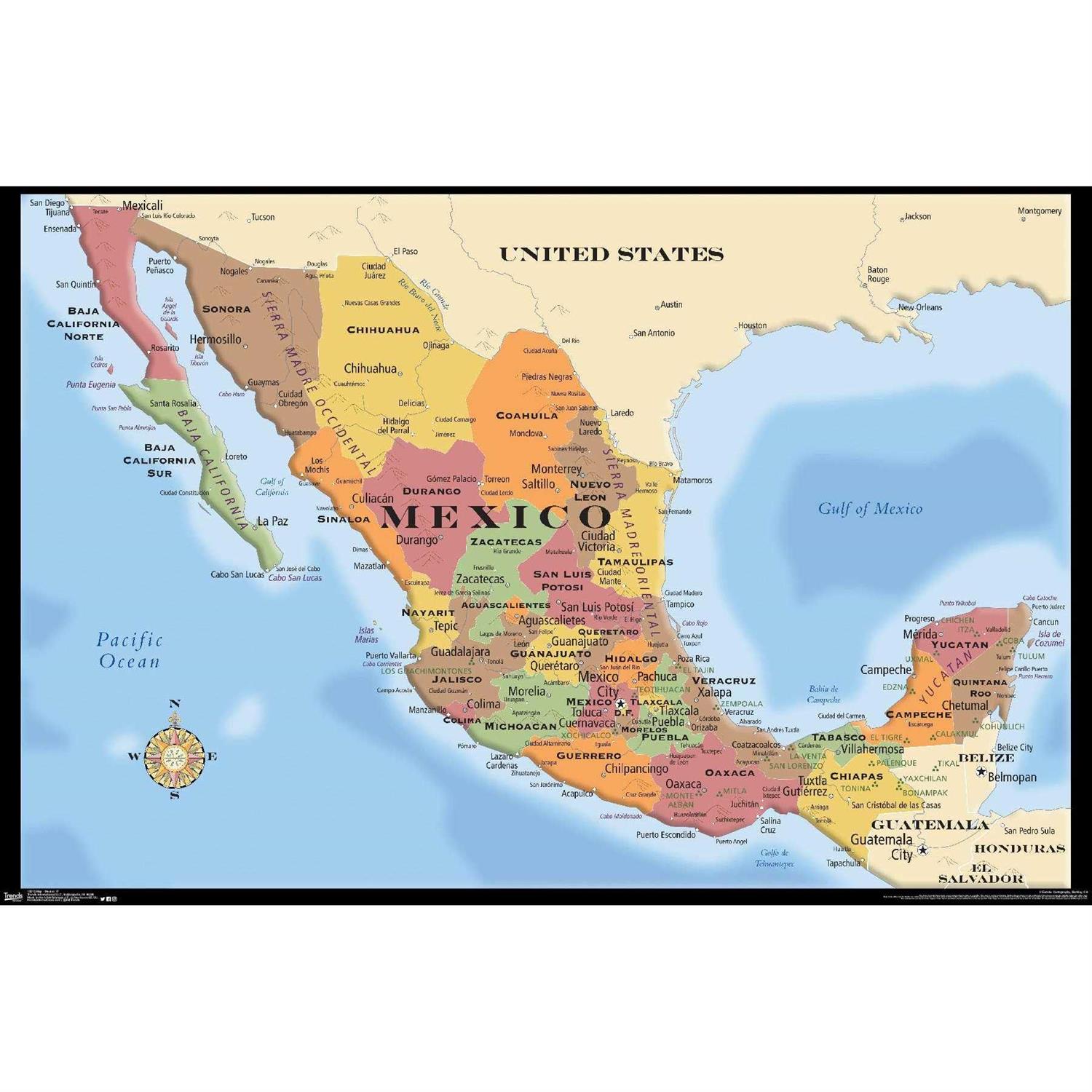 Trends International Map Mexico Wall Poster