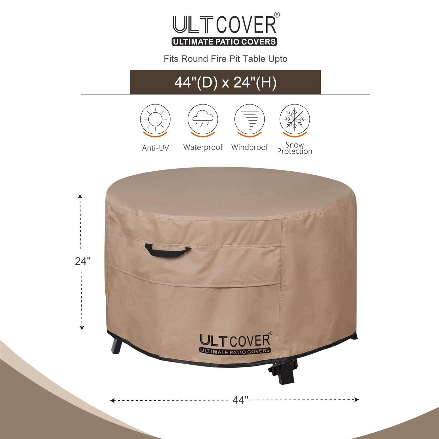 Round Water Resistant Fire Pit Cover with 3 Year Warranty ULTCOVER