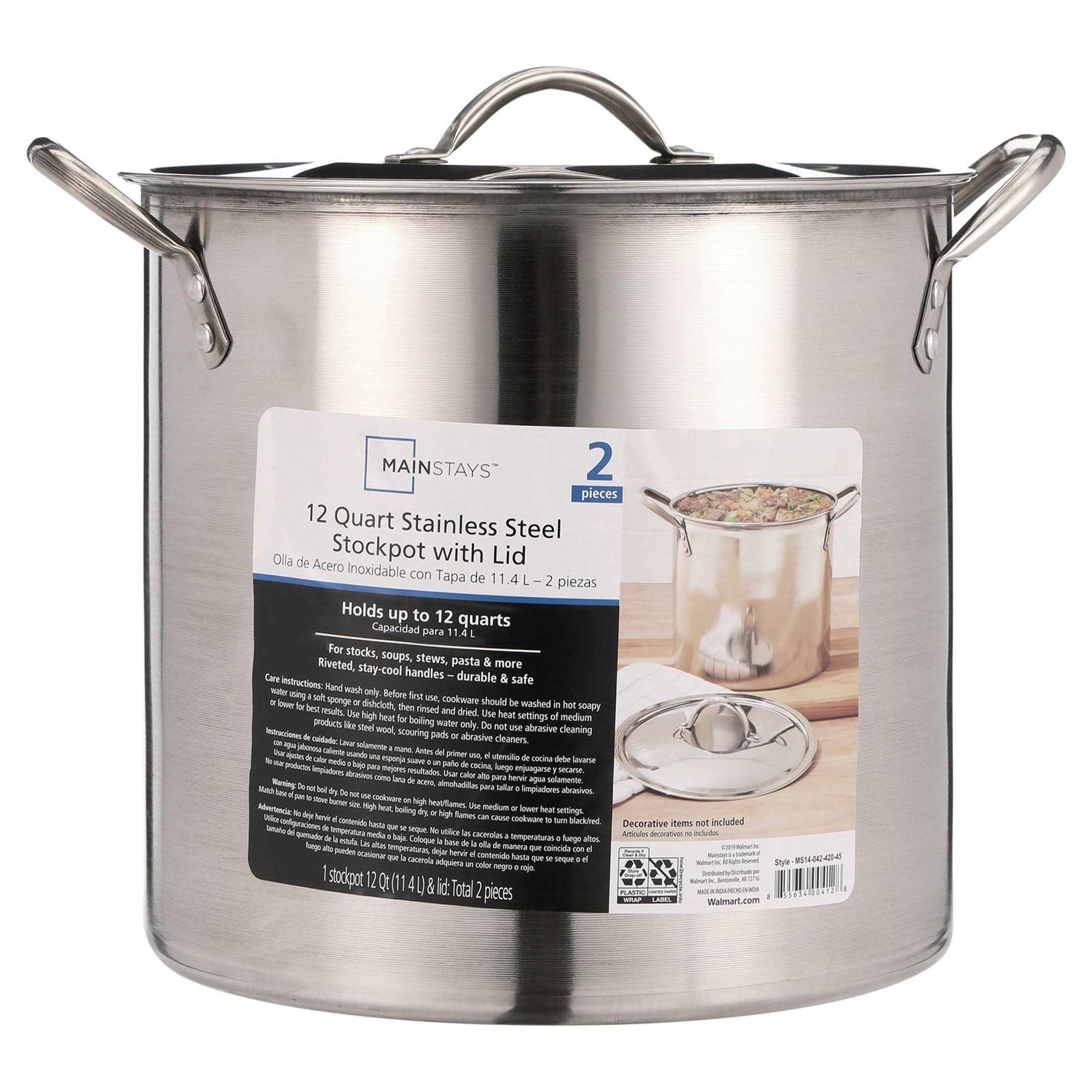 Mainstays Stainless Steel Stock Pot with Lid