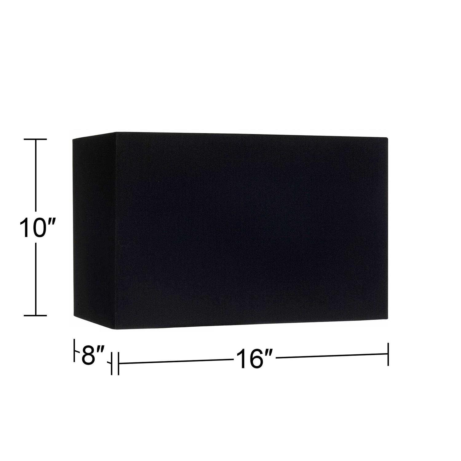 Springcrest Set of 2 Hardback Rectangular Lamp Shades Black Medium 16 Wide x 8 Deep x 10 High Spider with Replacement Harp and Finial Fitting 646X7