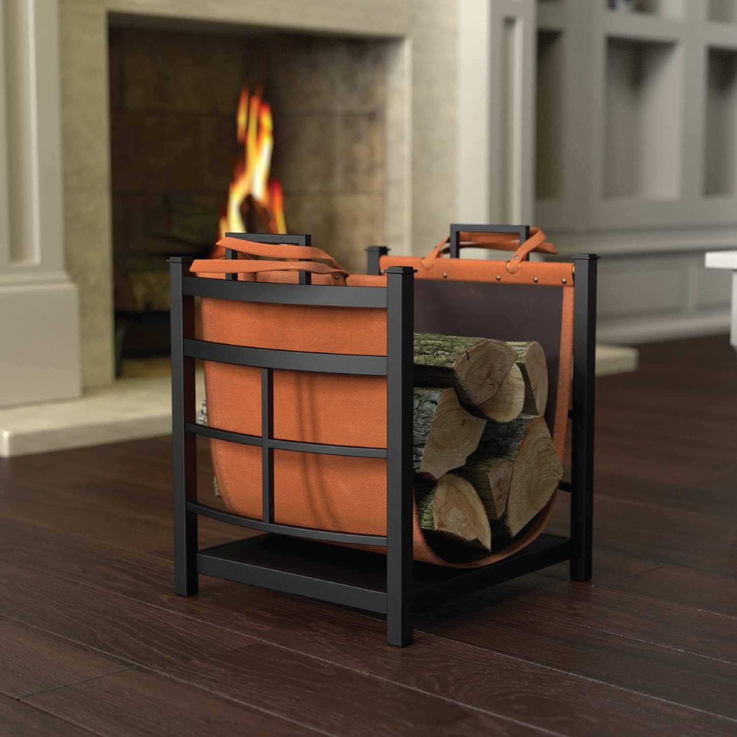 Panacea 15245 Log Bin With Leather Log Carrier