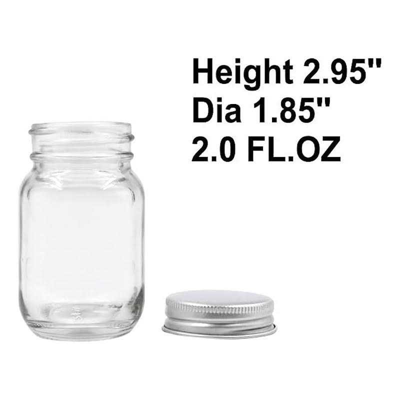 ROORUZ HLXFF3 U-Pack 2oz Mason Jar with Silver Lid for Honey Jam Spice Pack of 24 Sets
