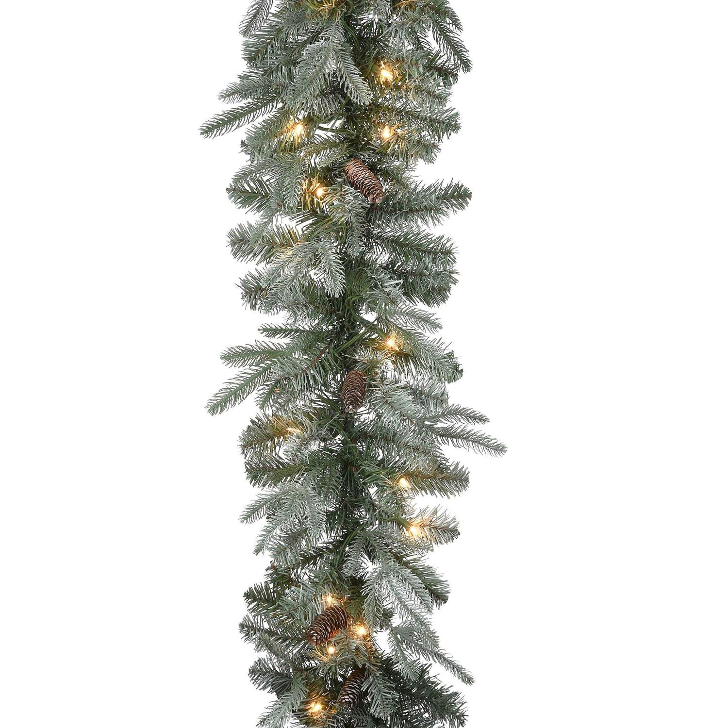 National Tree Frosted Arctic Spruce Garland with Clear Lights 9