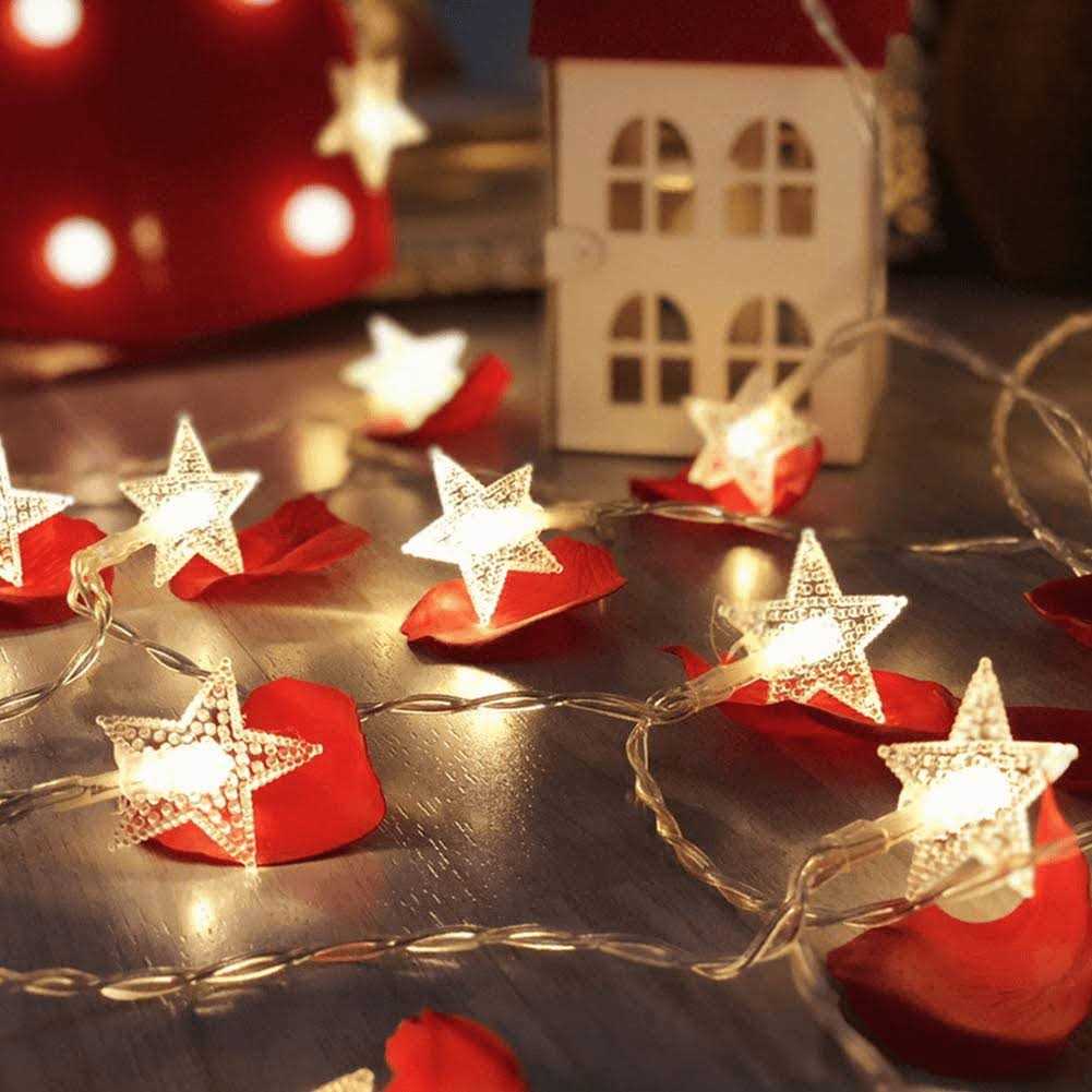 100 LED Star String Lights, Plug in Fairy String Lights Waterproof, Extendable Wedding Party, Christmas Tree Garden Decoration, Warm White