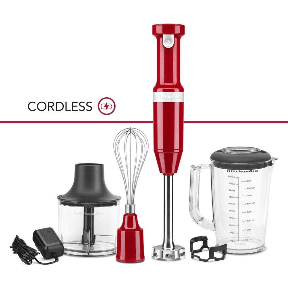 KitchenAid Cordless Variable Speed Hand Blender with Chopper and Whisk Attachment