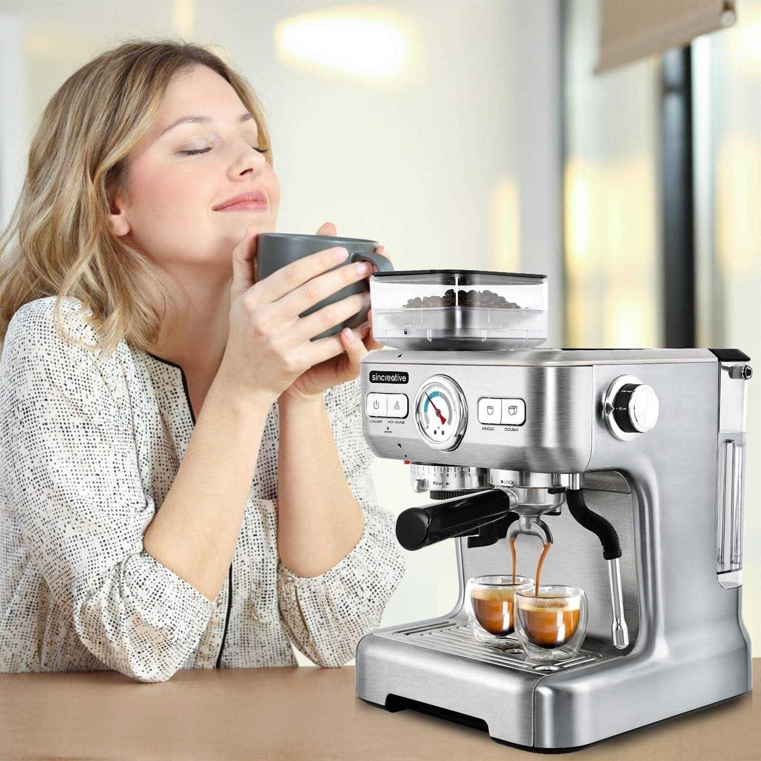 Sincreative 20 Bar All in One Espresso Machine with Grinder and Milk Frother
