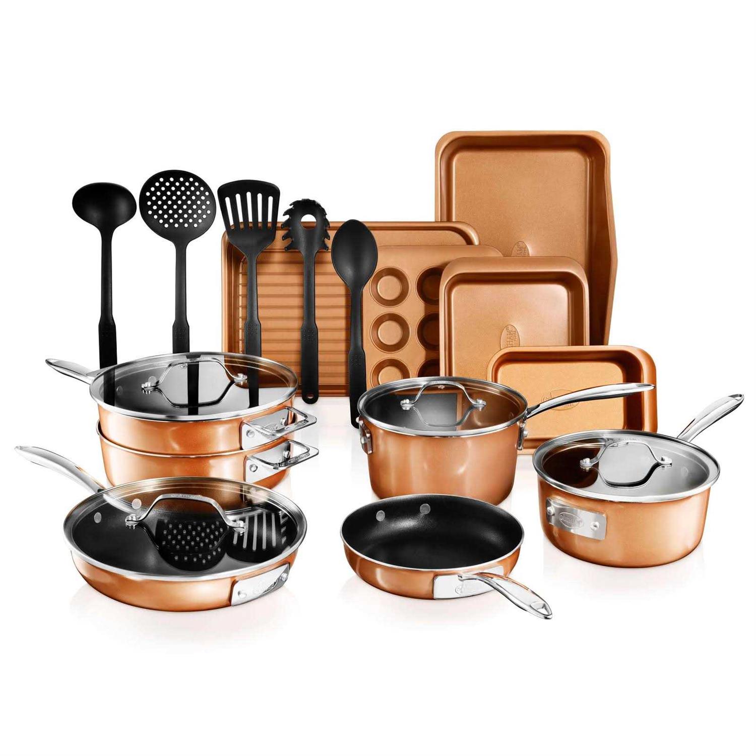 Gotham Steel StackMaster 21 Piece Aluminum Cast Textured Ceramic Nonstick Cookware Set