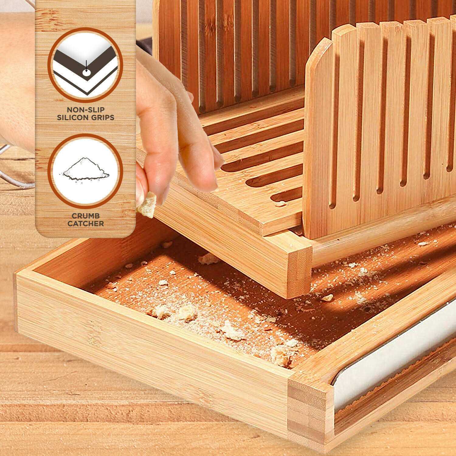 Bambüsi Luxury Bamboo Bread Slicer with Knife