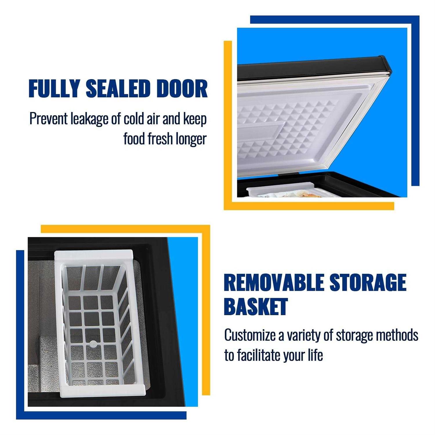 Chest Freezer WANAI 3.5 Cubic Deep Freezer with Top Open Door and Removable Storage Basket