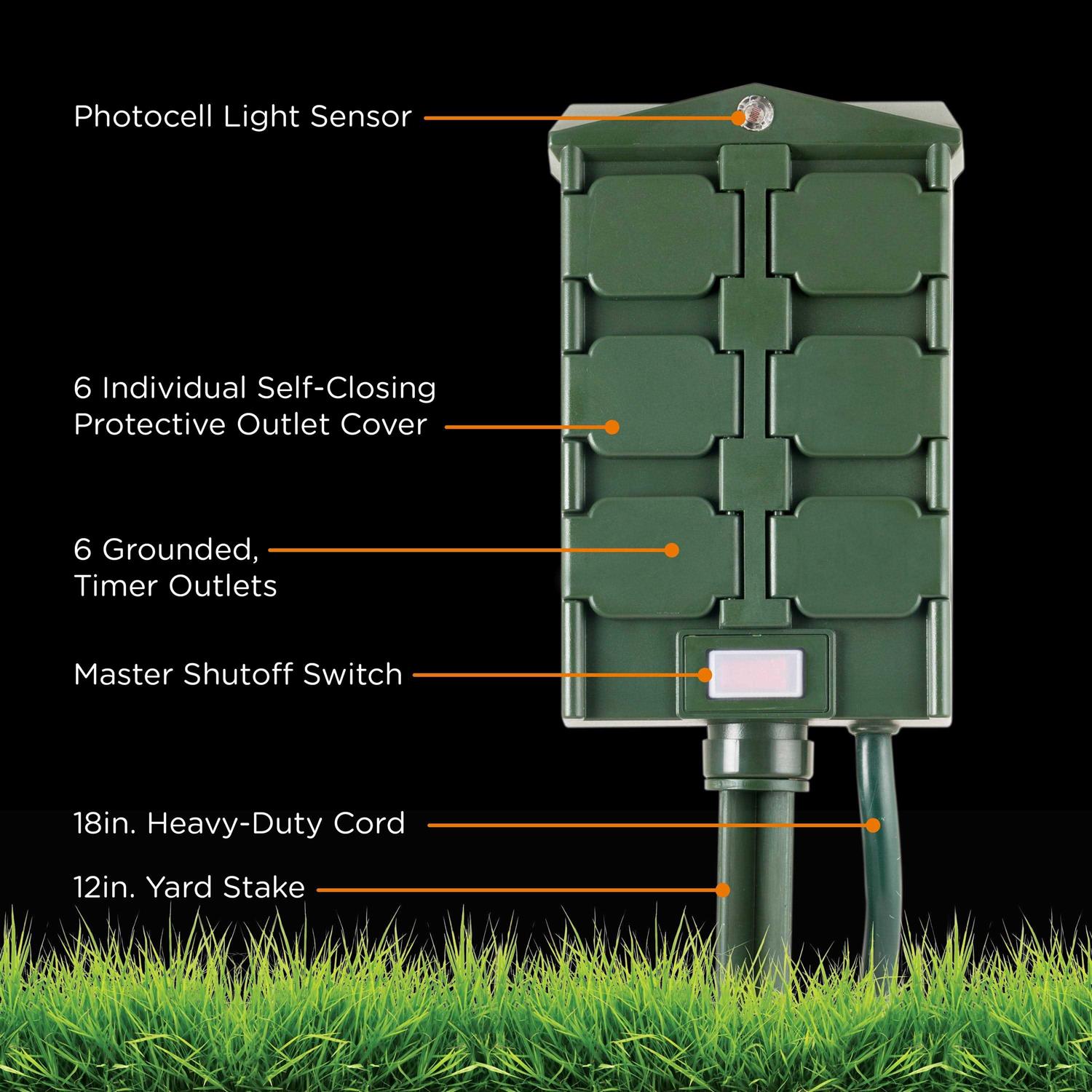 myTouchSmart Outdoor 6-Outlet Yard Stake Timer