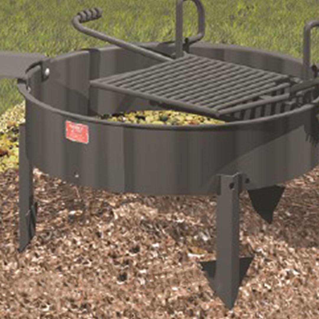 Pilot Rock 24 Inch Steel Ground Fire Pit Ring and Cooking Grate