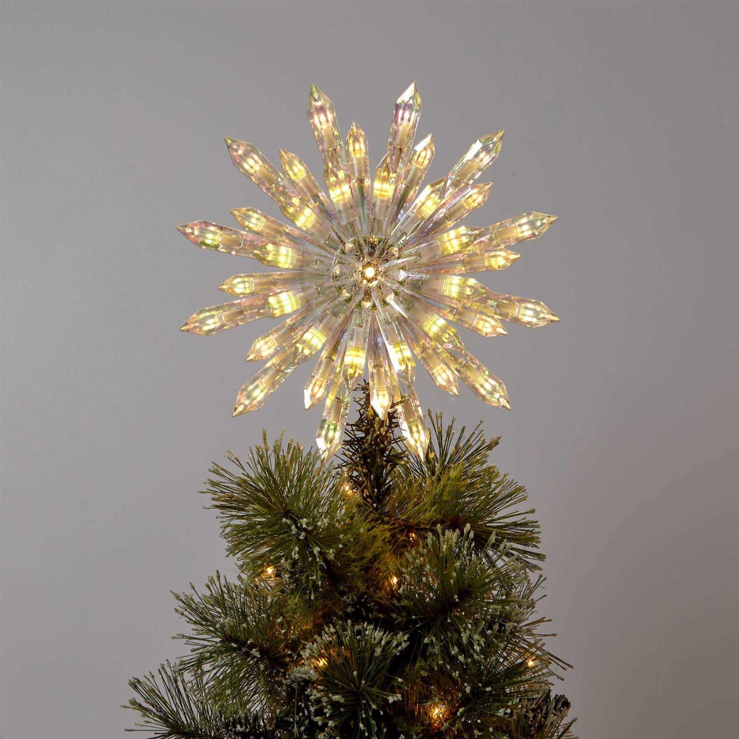 Wondershop 14 LED Acrylic Starburst Christmas Tree Topper Warm White Lights