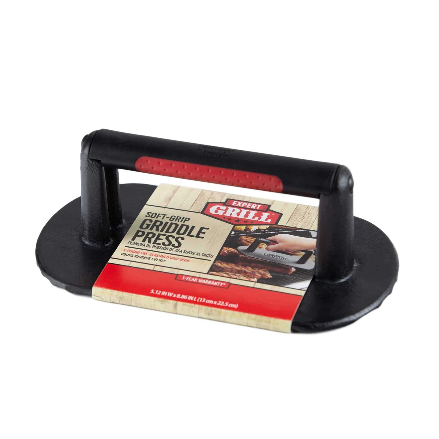 Expert Grill 2 Pound Pre-Seasoned Cast Iron Griddle Press with Nylon Handle
