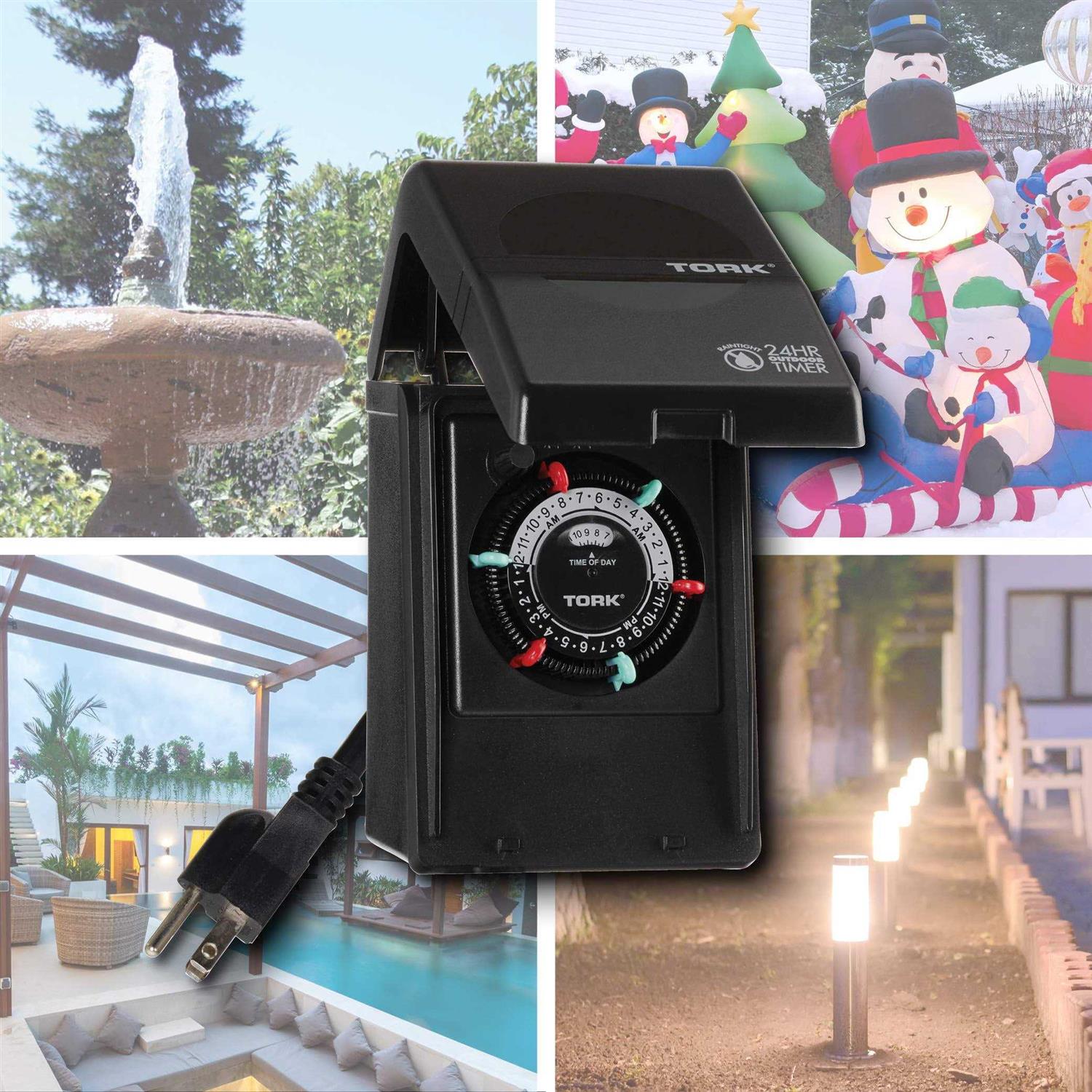 NSI Industries 24 Hour 15A Outdoor Timer With 2 Grounded Outlet RHB32R