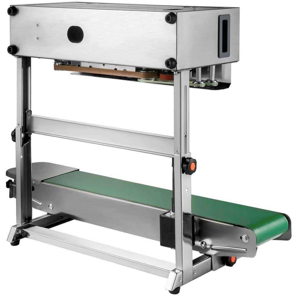 VEVOR Silver Automatic Continuous Band Sealer Digital Temperature Control Vertical Automatic Sealing Machine for Bag Film