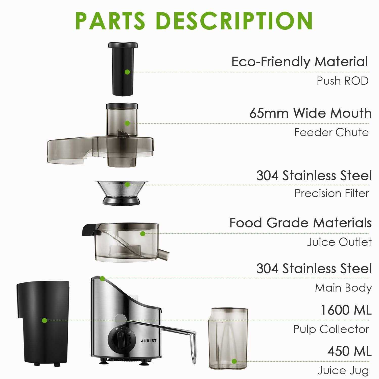 AICOOK Juicer Extractor Easy Clean 3 Speeds Control