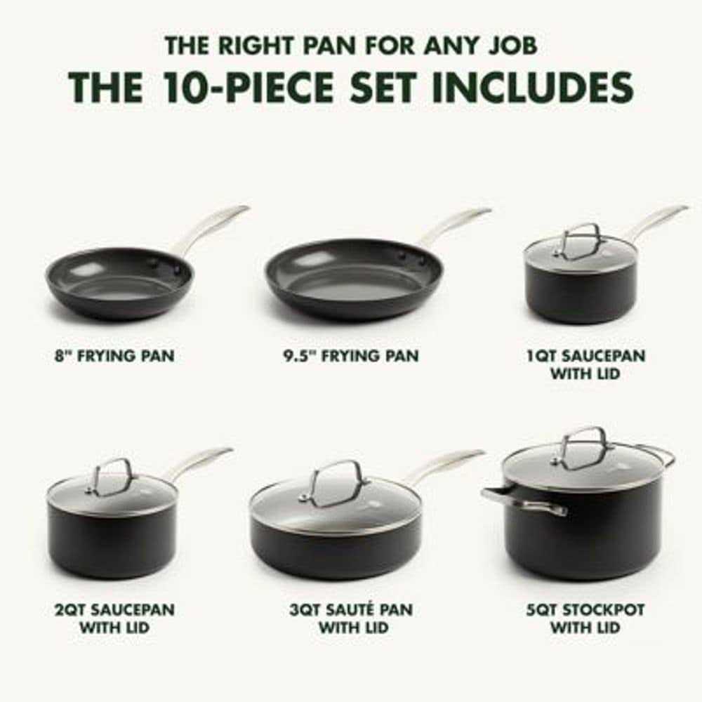 GreenPan Canterbury Nonstick Hard-Anodized Aluminum 10-Piece Cookware Set