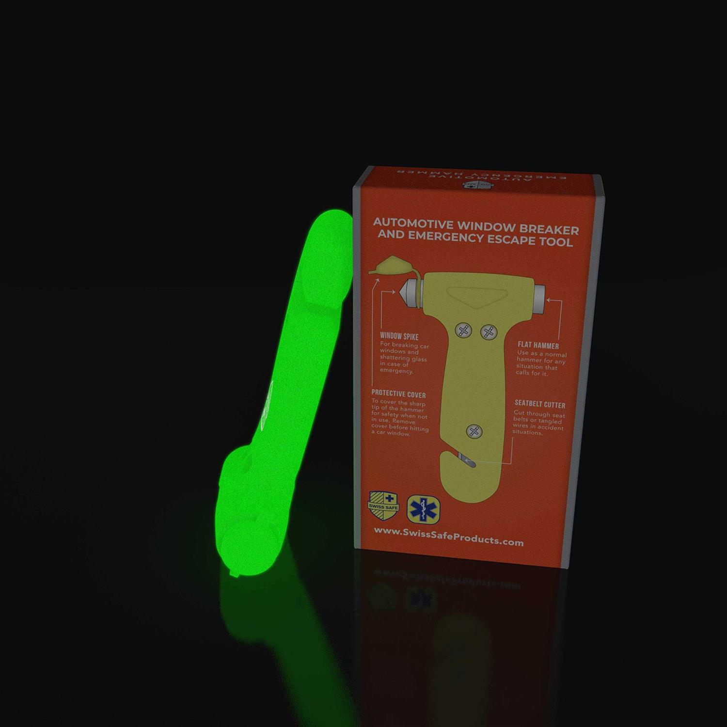 Swiss Safe 5-in-1 Car Safety Hammer, Emergency Escape Tool with Car Window Breaker and Seatbelt Cutter