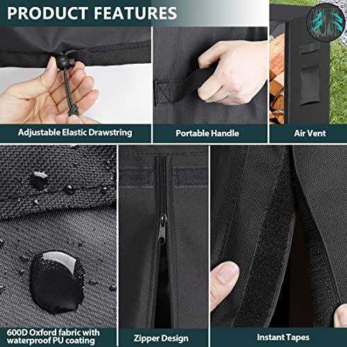 lafuria Firewood Log Rack with Cover Combo Set Outdoor Heavy Duty Storage Log Holder Wood Stacker