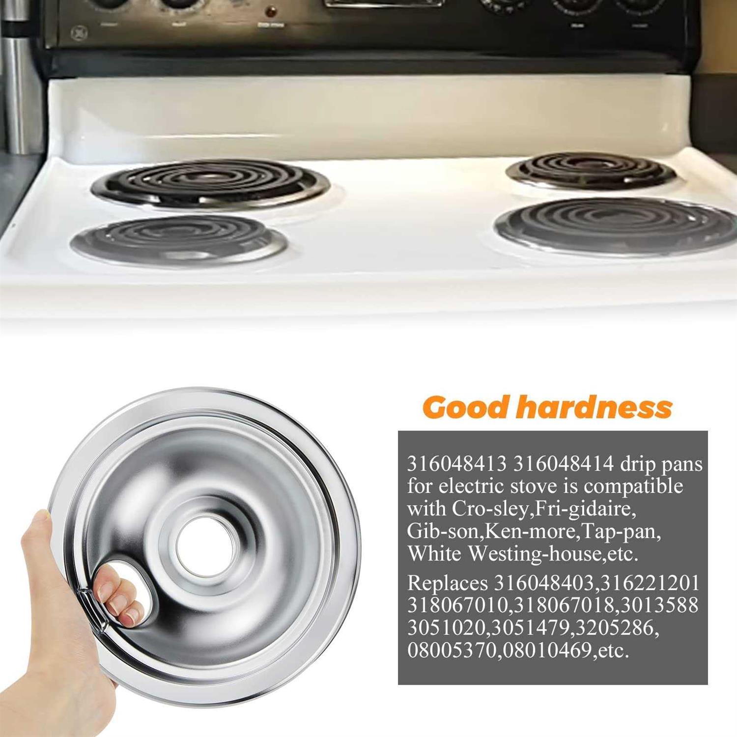 316048413 316048414 Electric Stove Burner Drip Pans by Blutoget Fit for Frigidaire Ken-more Electric Range Top with Locking Slots