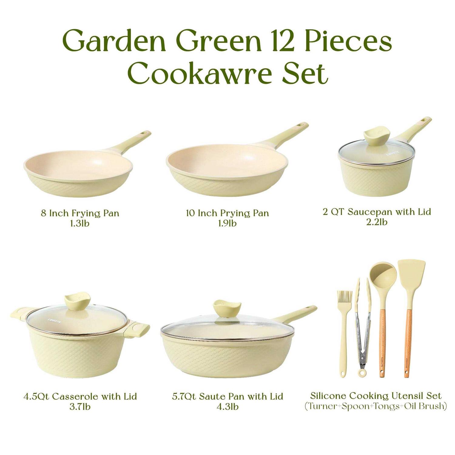 Carote 12 Piece Nonstick Cookware Sets, Heavy-duty Pots and Pans Set 05906