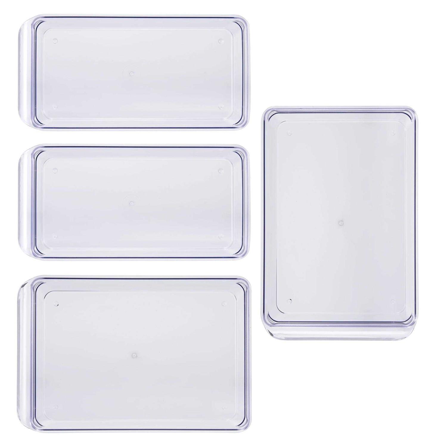 Mainstays Clear Plastic Fridge Organization Bin 4-Pack Set