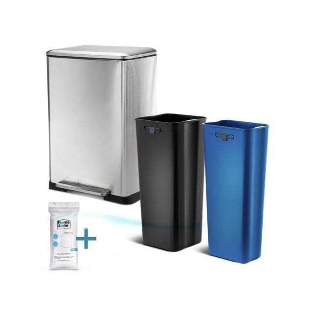 13 Gallon Stainless Steel Dual Kitchen Trash Can Home Zone Living