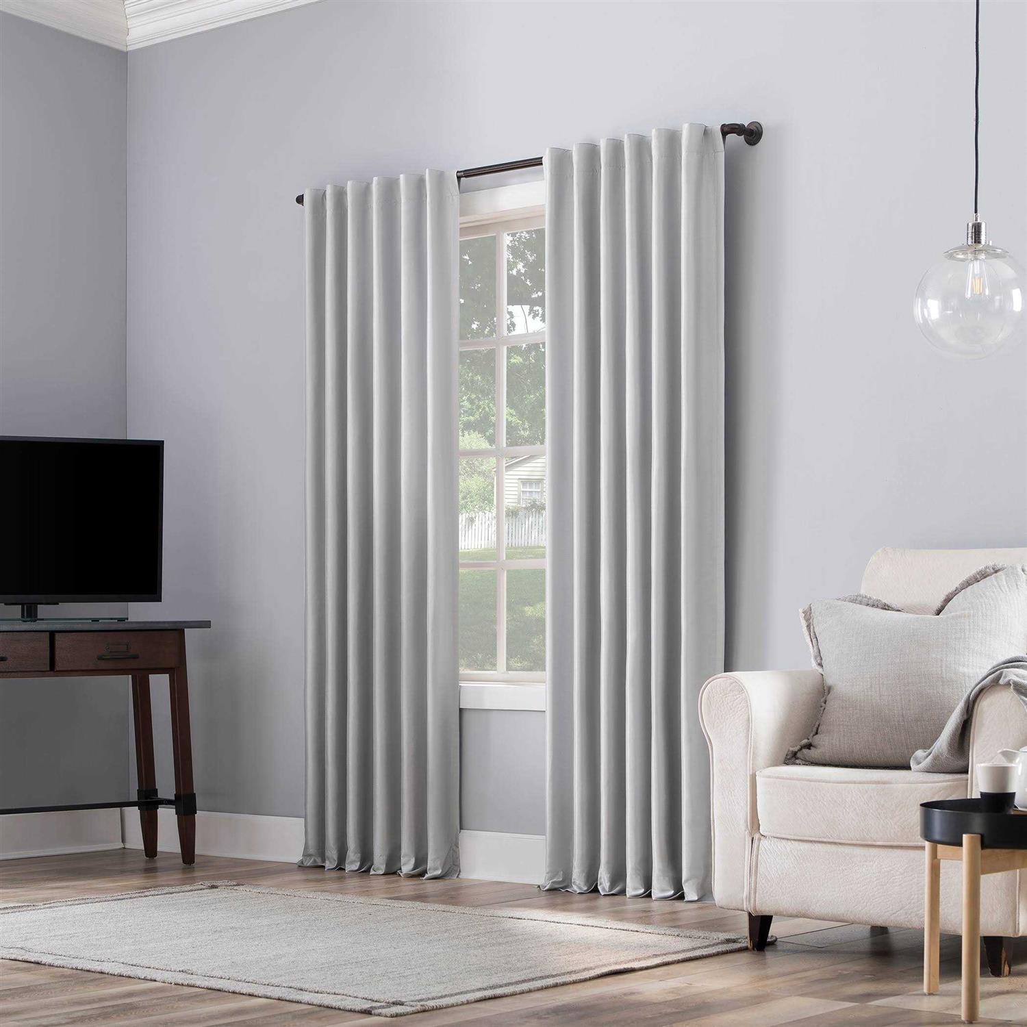 Sun Zero Evelina Faux Dupioni Silk Thermal Extreme 100% Blackout Back Tab Curtain Panel